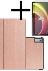 Lenovo Tab P11 (2e Gen) Hoesje Met Screenprotector Book Case Cover Met Screen Protector - Rosé Goud