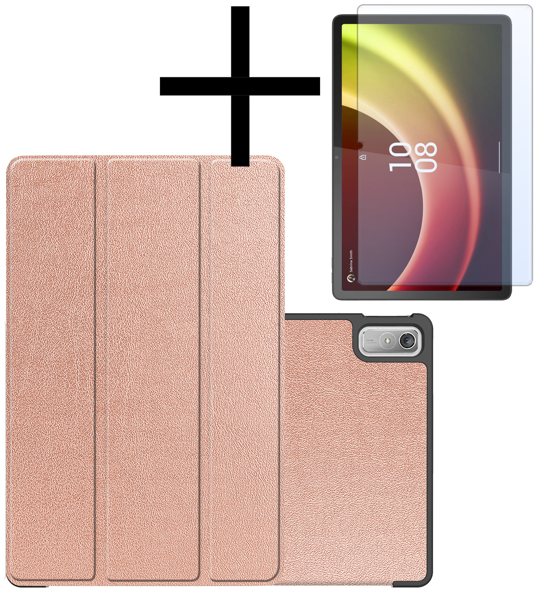 NoXx Hoesje Geschikt voor Lenovo Tab P11 (2e Gen) Hoesje Case Hard Cover Hoes Book Case Met Screenprotector - Rosé goud