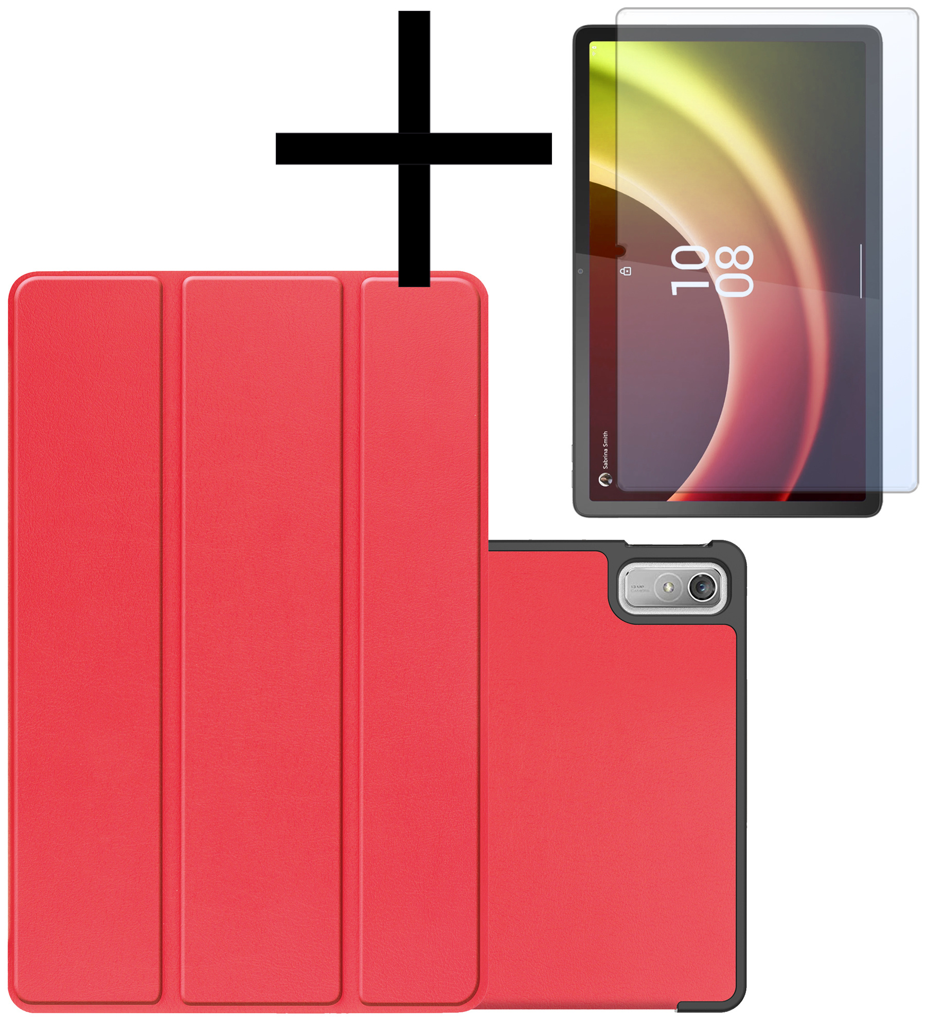 NoXx Hoesje Geschikt voor Lenovo Tab P11 (2e Gen) Hoesje Case Hard Cover Hoes Book Case Met Screenprotector - Rood
