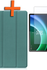 Nomfy Hoes Geschikt voor Lenovo Tab P11 (2e Gen) Hoes Tri-fold Tablet Hoesje Case Met Screenprotector - Hoesje Geschikt voor Lenovo Tab P11 (2nd Gen) Hoesje Hardcover Bookcase - Donkergroen