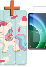 Nomfy Hoes Geschikt voor Lenovo Tab P11 (2e Gen) Hoes Tri-fold Tablet Hoesje Case Met Screenprotector - Hoesje Geschikt voor Lenovo Tab P11 (2nd Gen) Hoesje Hardcover Bookcase - Eenhoorn