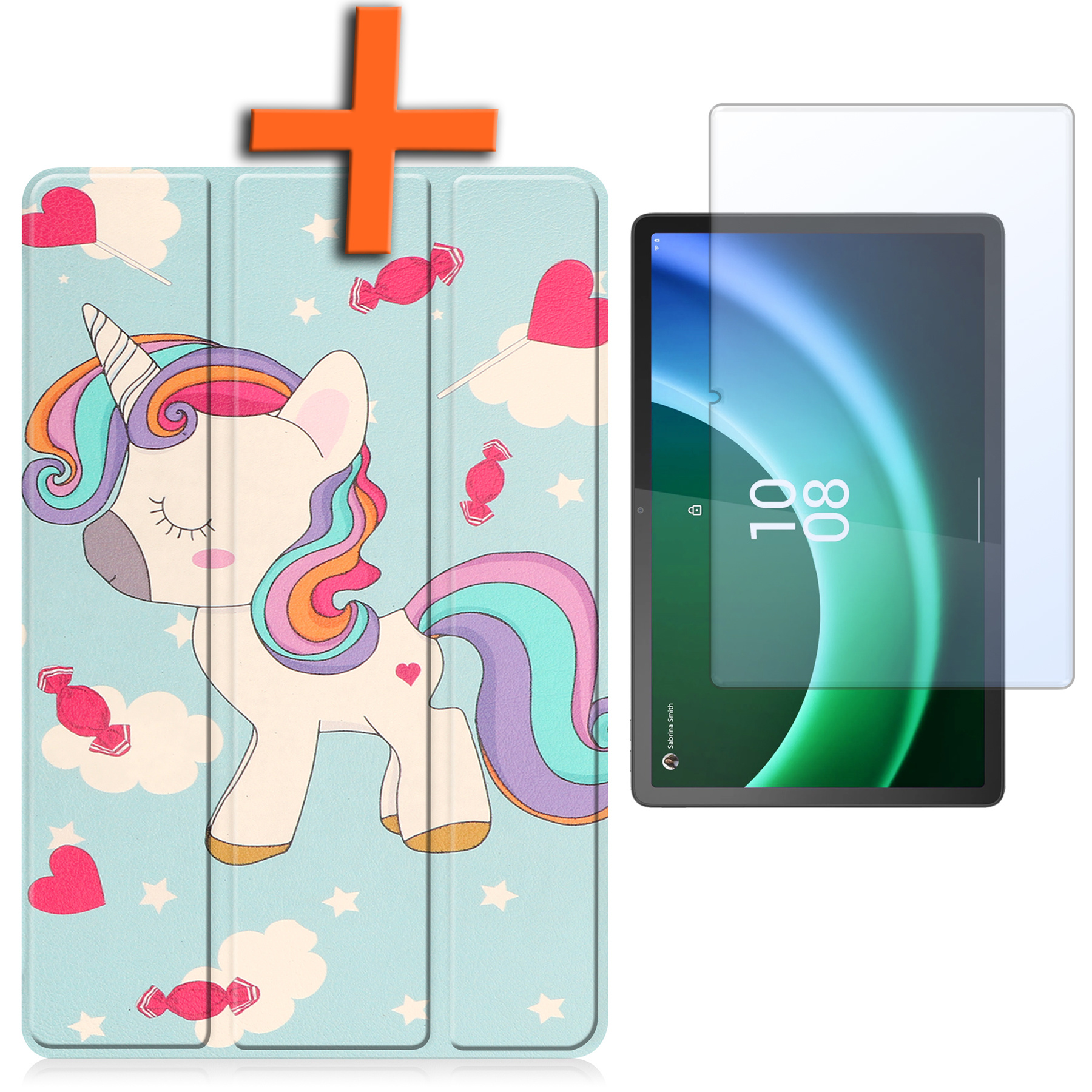 Nomfy Hoes Geschikt voor Lenovo Tab P11 (2e Gen) Hoes Tri-fold Tablet Hoesje Case Met Screenprotector - Hoesje Geschikt voor Lenovo Tab P11 (2nd Gen) Hoesje Hardcover Bookcase - Eenhoorn
