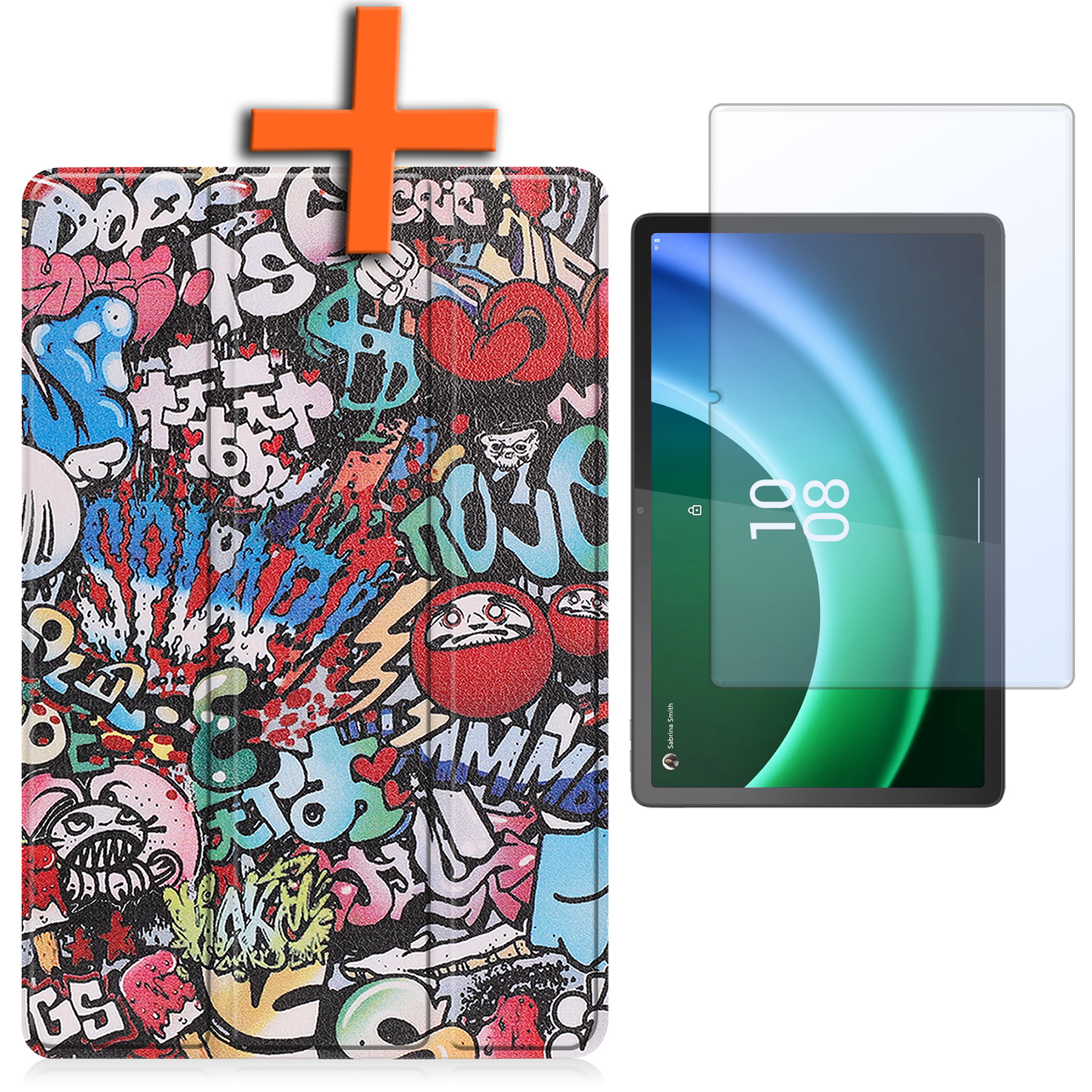 Nomfy Hoes Geschikt voor Lenovo Tab P11 (2e Gen) Hoes Tri-fold Tablet Hoesje Case Met Screenprotector - Hoesje Geschikt voor Lenovo Tab P11 (2nd Gen) Hoesje Hardcover Bookcase - Graffity
