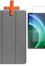Nomfy Hoes Geschikt voor Lenovo Tab P11 (2e Gen) Hoes Tri-fold Tablet Hoesje Case Met Screenprotector - Hoesje Geschikt voor Lenovo Tab P11 (2nd Gen) Hoesje Hardcover Bookcase - Grijs