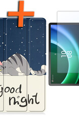 Nomfy Hoes Geschikt voor Lenovo Tab P11 (2e Gen) Hoes Tri-fold Tablet Hoesje Case Met Screenprotector - Hoesje Geschikt voor Lenovo Tab P11 (2nd Gen) Hoesje Hardcover Bookcase - Kat