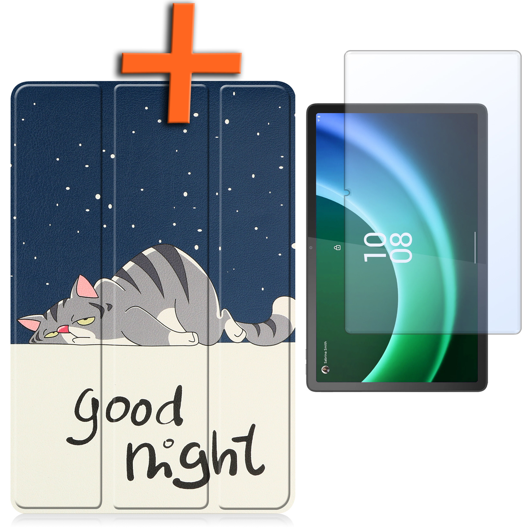 Nomfy Hoes Geschikt voor Lenovo Tab P11 (2e Gen) Hoes Tri-fold Tablet Hoesje Case Met Screenprotector - Hoesje Geschikt voor Lenovo Tab P11 (2nd Gen) Hoesje Hardcover Bookcase - Kat