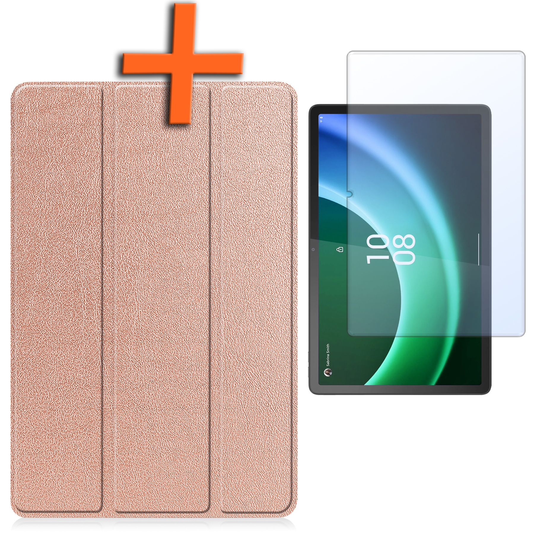 Nomfy Hoes Geschikt voor Lenovo Tab P11 (2e Gen) Hoes Tri-fold Tablet Hoesje Case Met Screenprotector - Hoesje Geschikt voor Lenovo Tab P11 (2nd Gen) Hoesje Hardcover Bookcase - Rosé goud