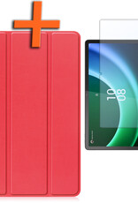 Nomfy Hoes Geschikt voor Lenovo Tab P11 (2e Gen) Hoes Tri-fold Tablet Hoesje Case Met Screenprotector - Hoesje Geschikt voor Lenovo Tab P11 (2nd Gen) Hoesje Hardcover Bookcase - Rood