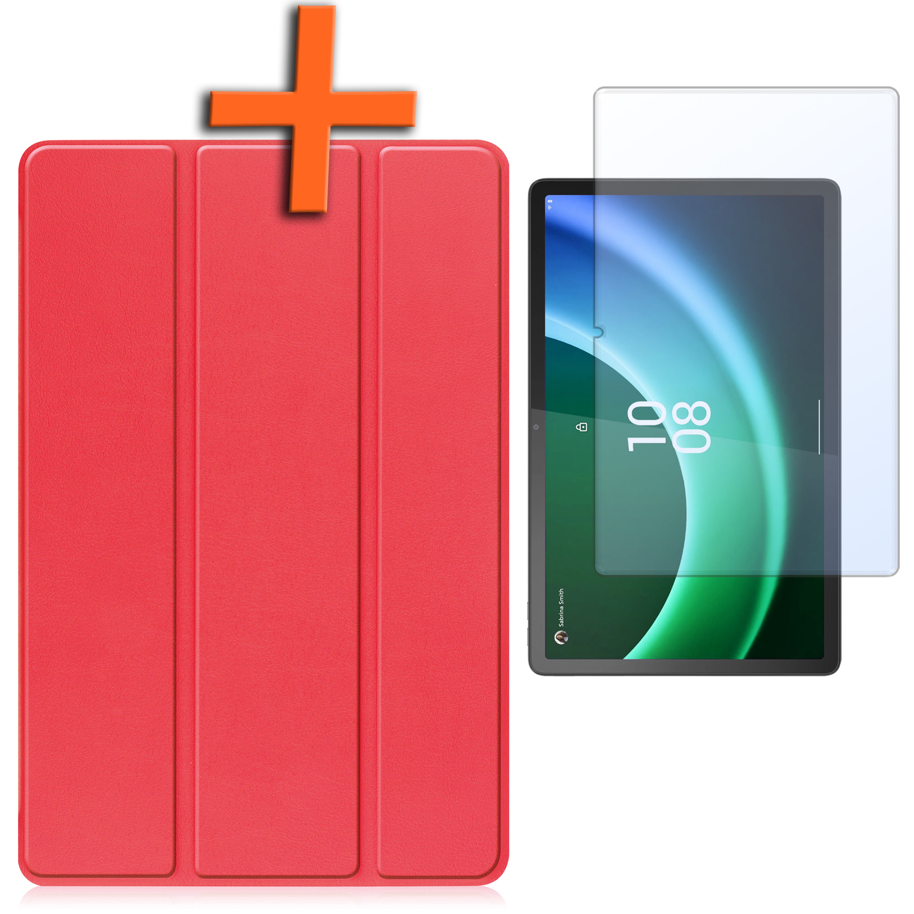 Nomfy Hoes Geschikt voor Lenovo Tab P11 (2e Gen) Hoes Tri-fold Tablet Hoesje Case Met Screenprotector - Hoesje Geschikt voor Lenovo Tab P11 (2nd Gen) Hoesje Hardcover Bookcase - Rood