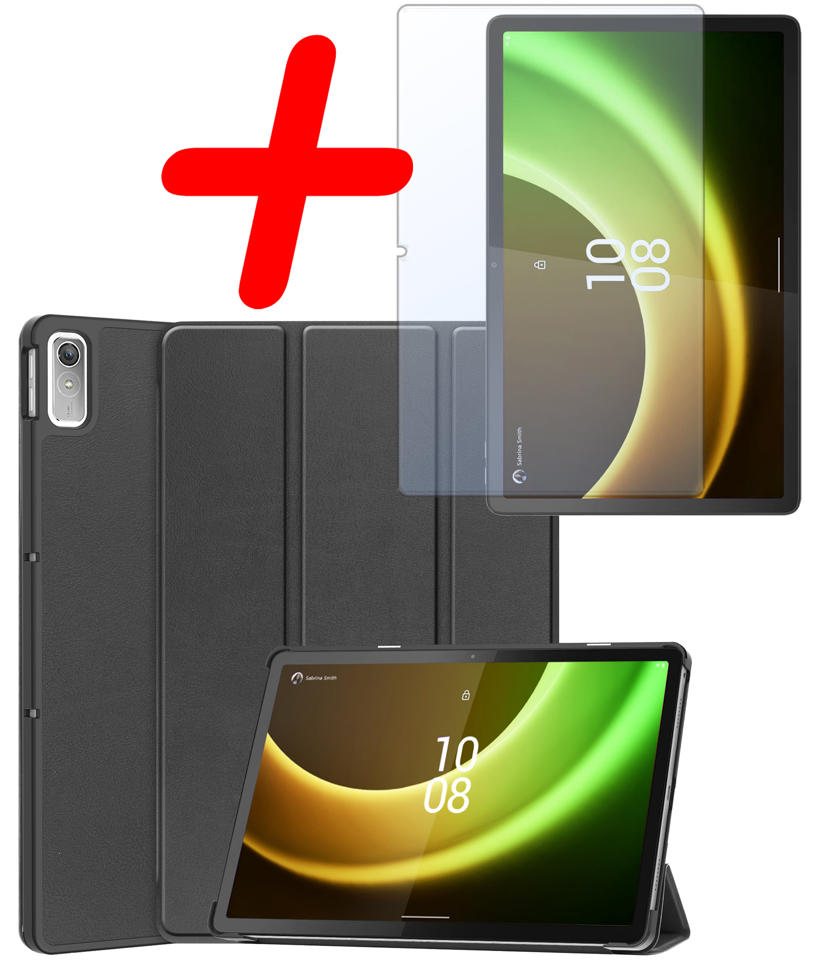 BASEY. Hoesje Geschikt voor Lenovo Tab P11 (2e Gen) Hoes Case Tablet Hoesje Tri-fold Met Screenprotector - Hoes Geschikt voor Lenovo Tab P11 (2nd Gen) Hoesje Hard Cover Bookcase Hoes - Zwart