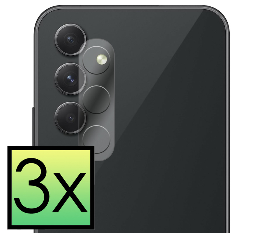 NoXx Screenprotector Geschikt voor Samsung A54 Camera Screenprotector Gehard Glas - Screenprotector Geschikt voor Samsung Galaxy A54 Screenprotector Camera Tempered Glass - 3x