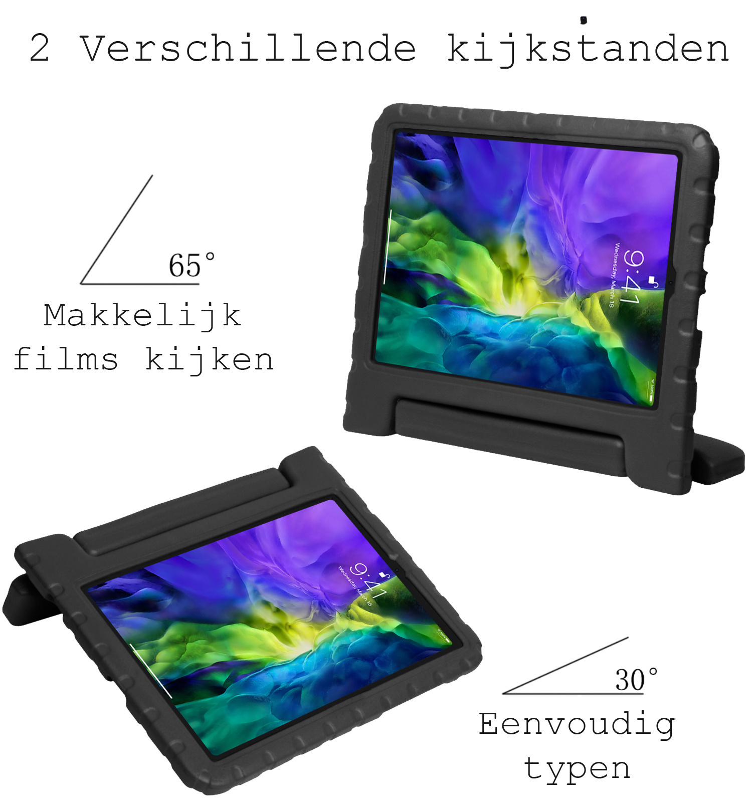 BASEY. BASEY. iPad Pro 11 inch (2020) Kinderhoes Met 2x Screenprotector - Zwart