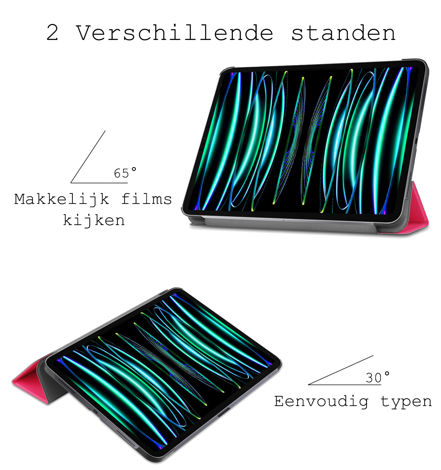 BASEY. BASEY. iPad Pro 11 inch (2022) Hoesje Met Screenprotector - Donkerroze