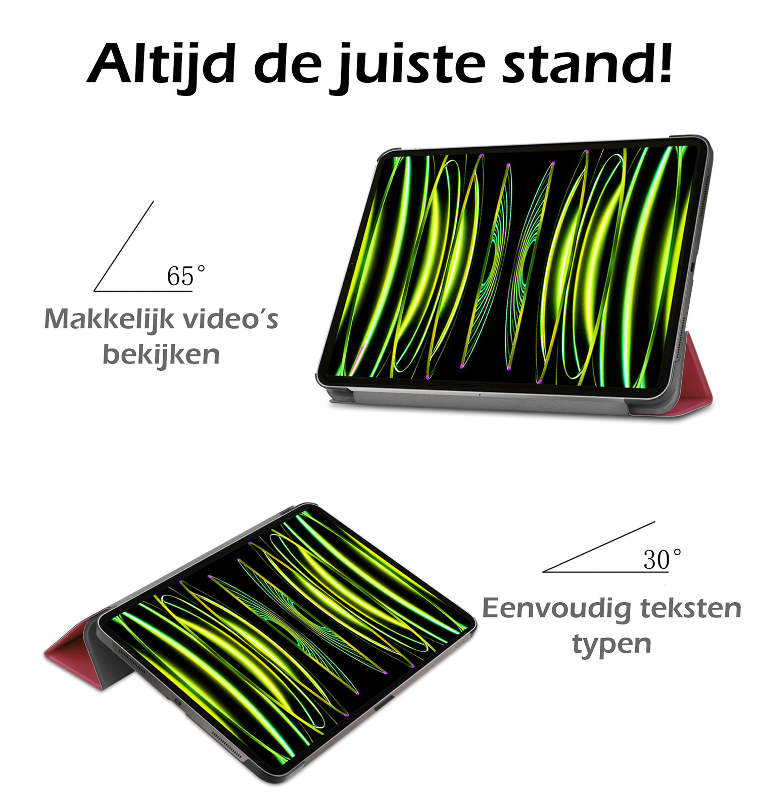 Nomfy Nomfy iPad Pro 11 inch (2022) Hoesje Met Screenprotector - Donkerrood