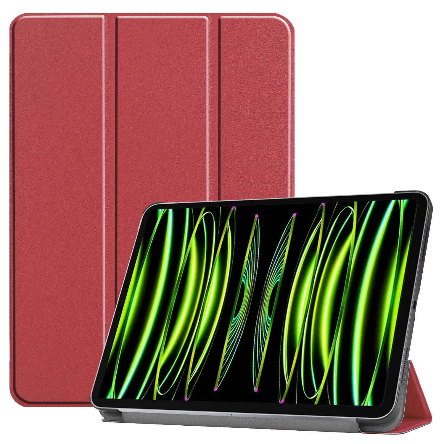Nomfy Nomfy iPad Pro 11 inch (2022) Hoesje Met Screenprotector - Donkerrood