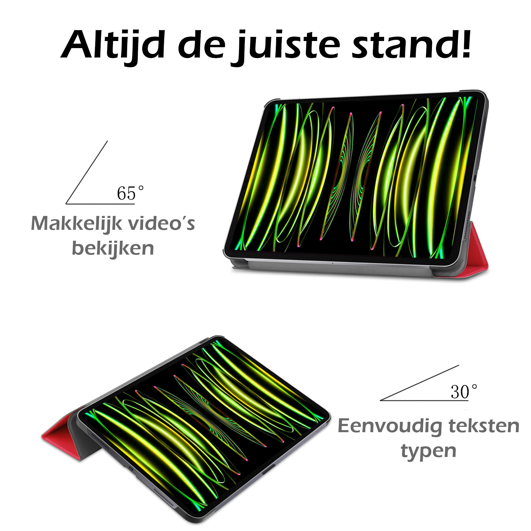 Nomfy Nomfy iPad Pro 11 inch (2022) Hoesje Met Screenprotector - Rood