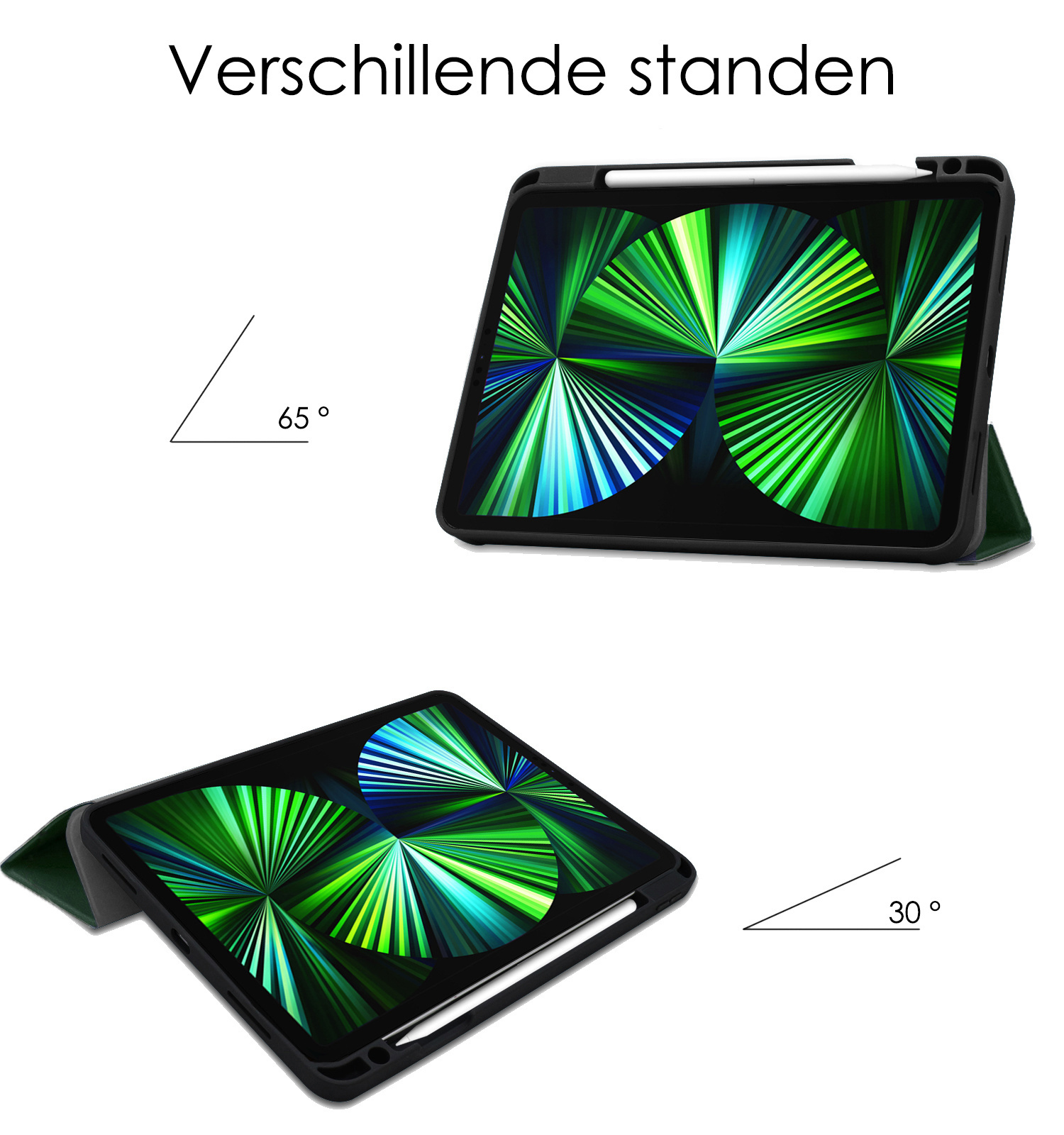 NoXx NoXx iPad Pro 11 inch (2021) Hoesje Met Apple Pencilhouder En Screenprotector - Donkergroen
