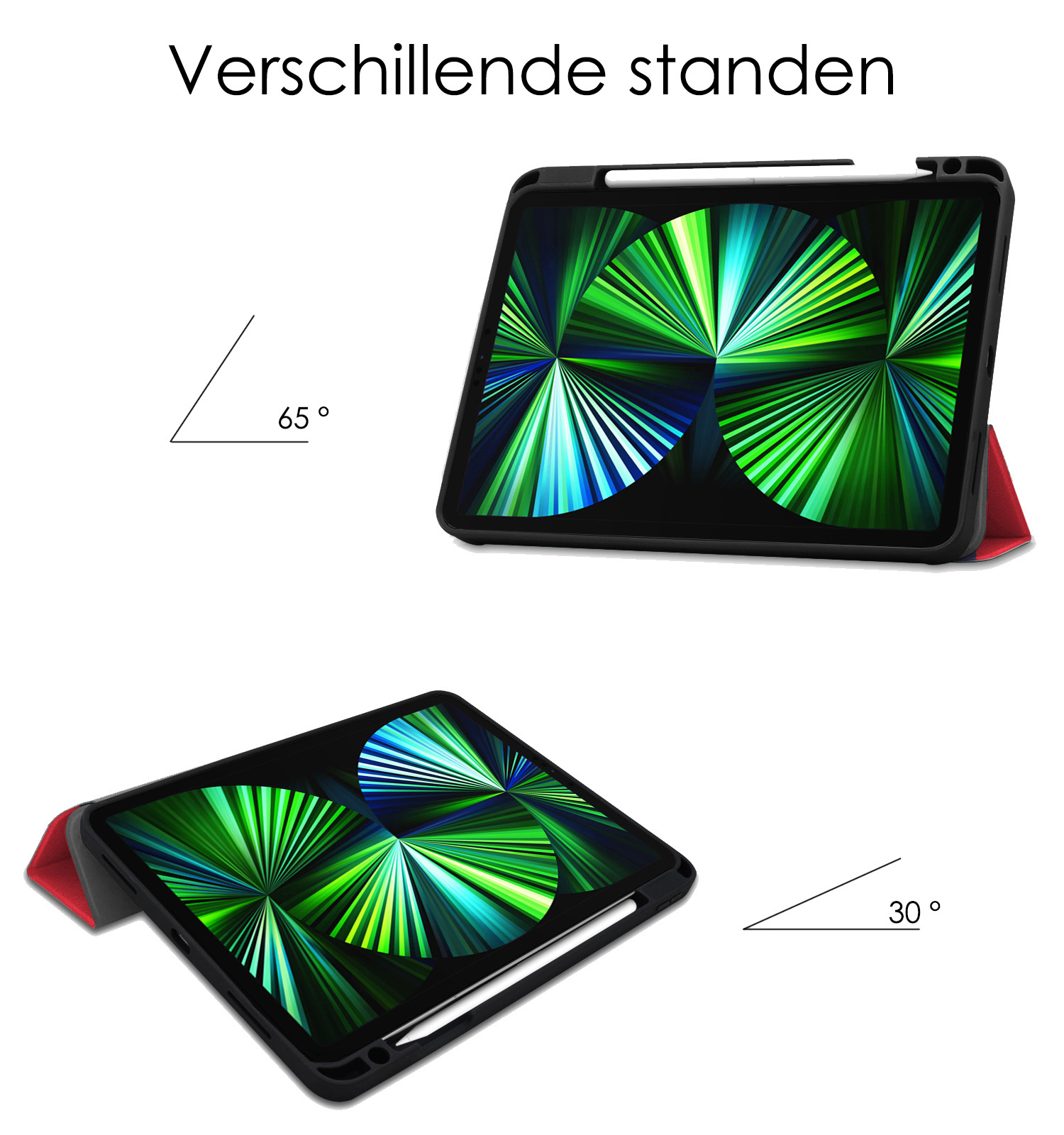 NoXx NoXx iPad Pro 11 inch (2021) Hoesje Met Apple Pencilhouder En Screenprotector - Rood