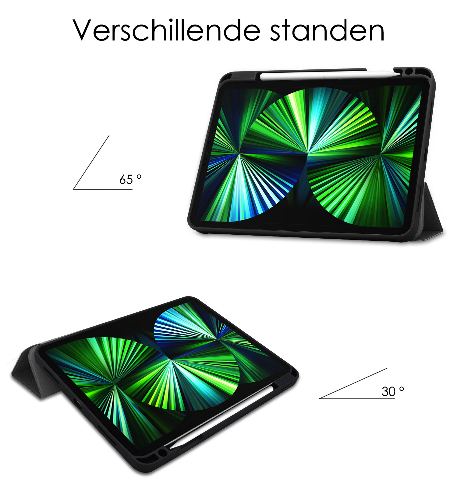 NoXx NoXx iPad Pro 11 inch (2021) Hoesje Met Apple Pencilhouder En Screenprotector - Zwart