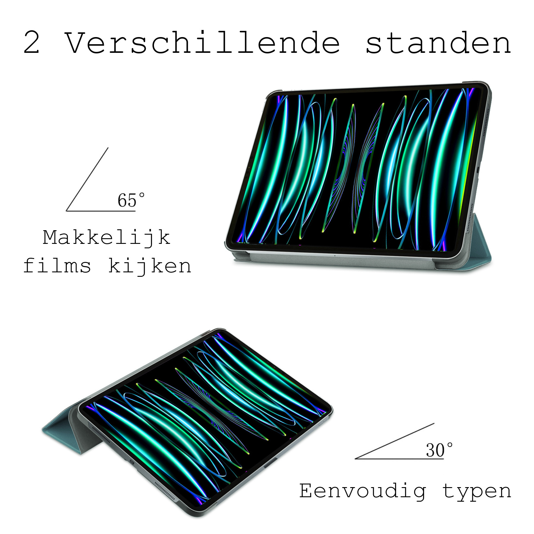 BASEY. BASEY. iPad Pro 12.9 inch (2022) Hoesje Met Screenprotector - Donkergroen
