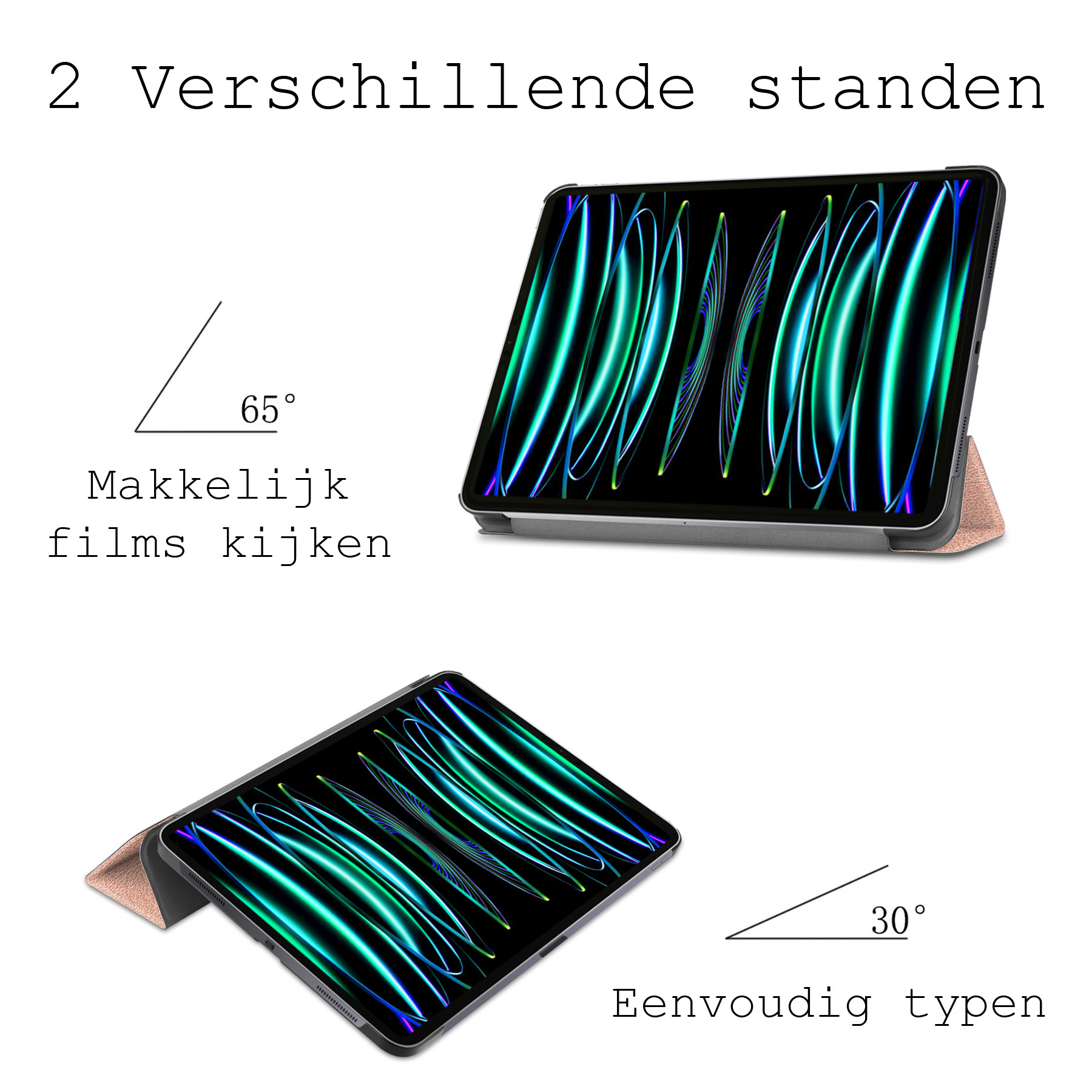 BASEY. BASEY. iPad Pro 12.9 inch (2022) Hoesje Met Screenprotector - Rose Goud