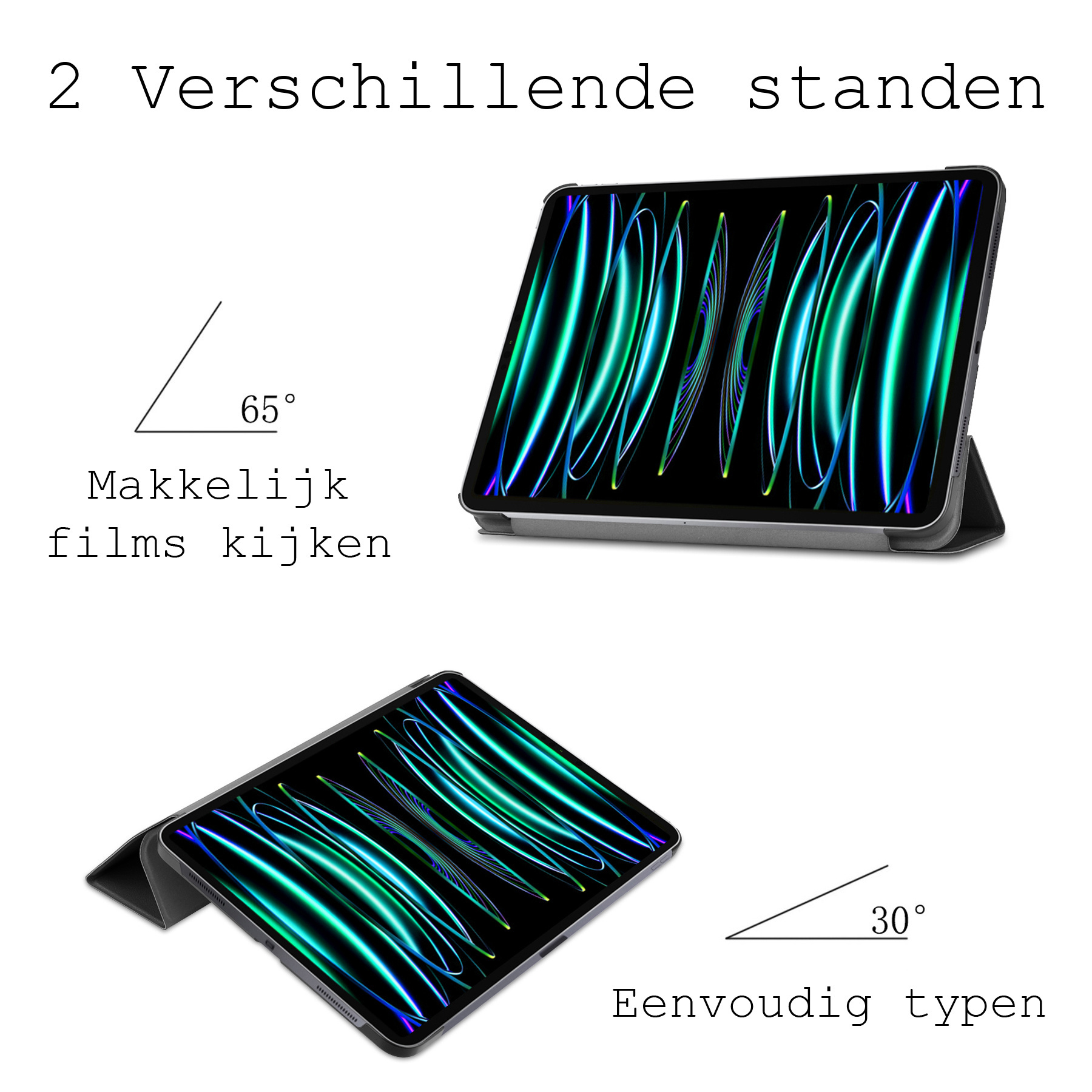 BASEY. BASEY. iPad Pro 12.9 inch (2022) Hoesje Met Screenprotector - Zwart