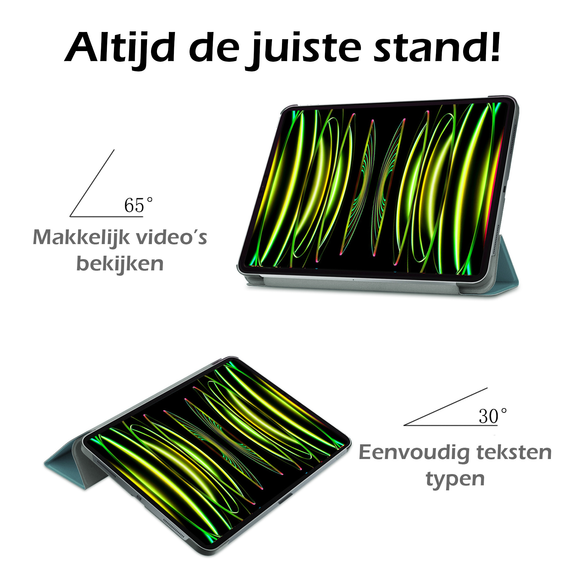 Nomfy Nomfy iPad Pro 12.9 inch (2022) Hoesje Met Screenprotector - Donkergroen