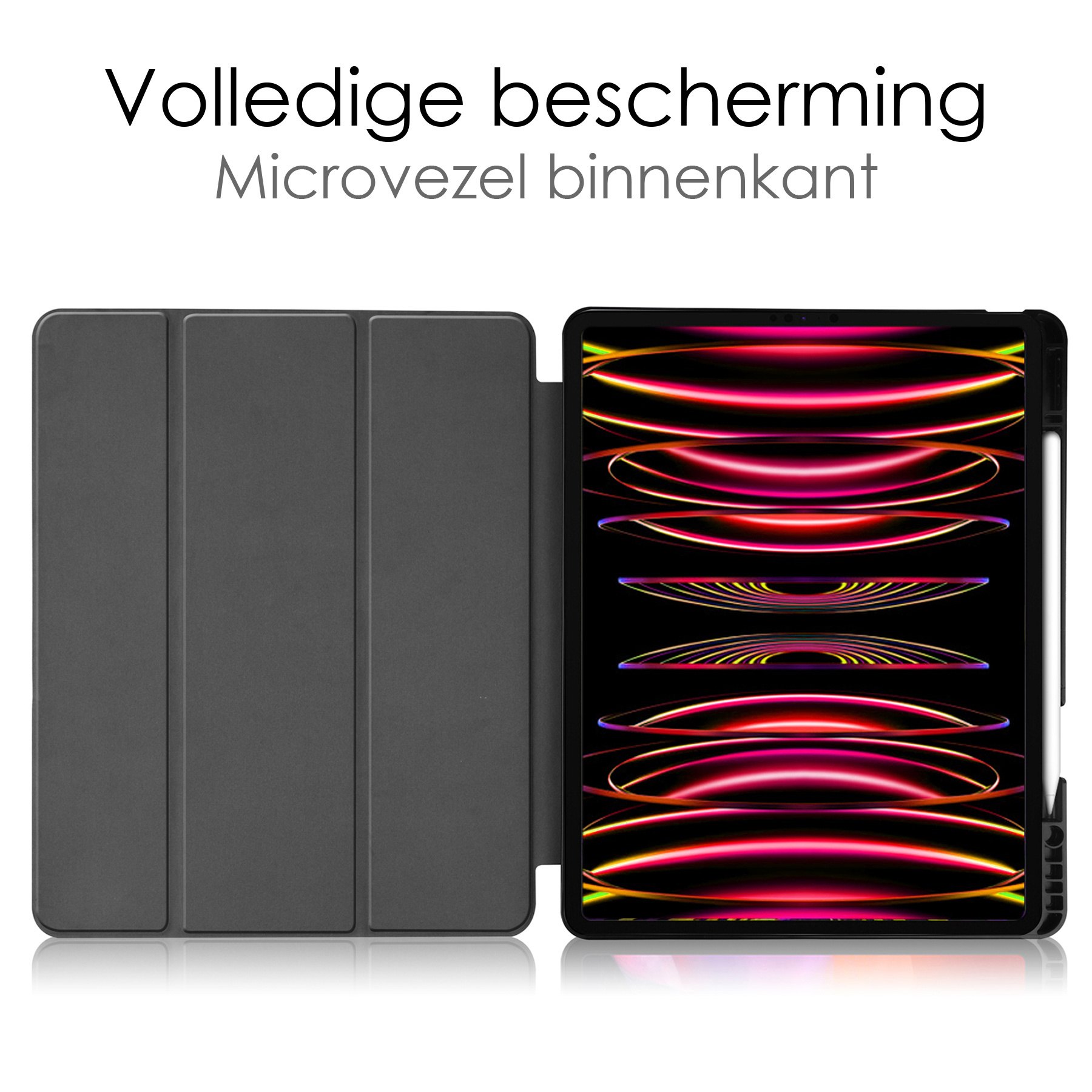 NoXx NoXx iPad Pro 12.9 inch (2022) Hoesje Met Apple Pencilhouder Met Screenprotector - Zwart