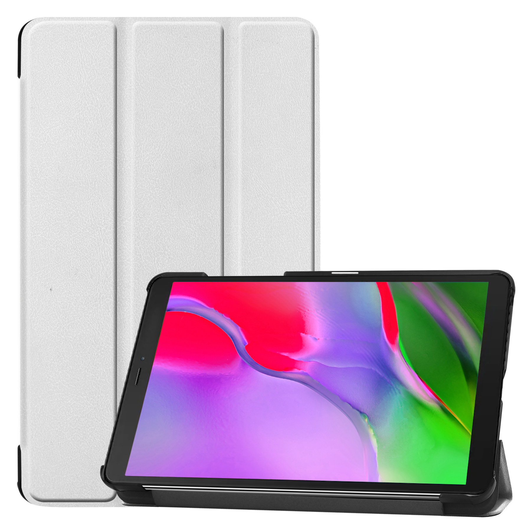 Nomfy Hoes Geschikt voor Samsung Galaxy Tab A 8.0 (2019) Hoes Tri-fold Tablet Hoesje Case - Hoesje Geschikt voor Samsung Tab A 8.0 (2019) Hoesje Hardcover Bookcase - Wit