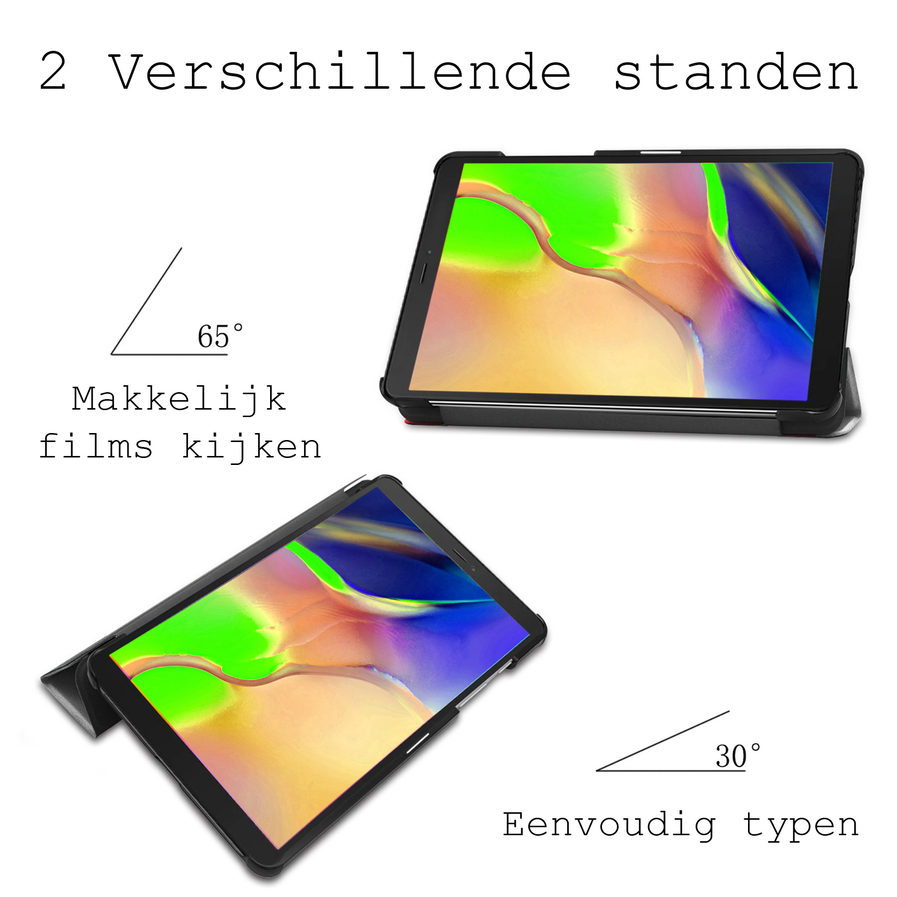 BASEY. Hoesje Geschikt voor Samsung Galaxy Tab A 8.0 (2019) Hoes Case Tablet Hoesje Tri-fold - Hoes Geschikt voor Samsung Tab A 8.0 (2019) Hoesje Hard Cover Bookcase Hoes - Wit