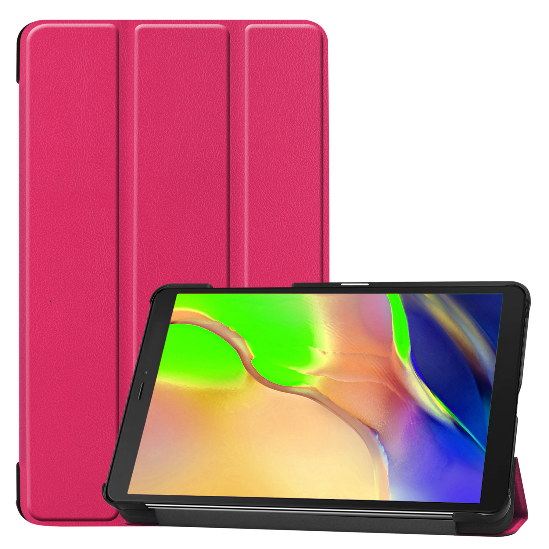 BASEY. Hoesje Geschikt voor Samsung Galaxy Tab A 8.0 (2019) Hoes Case Tablet Hoesje Tri-fold - Hoes Geschikt voor Samsung Tab A 8.0 (2019) Hoesje Hard Cover Bookcase Hoes - Donkerroze