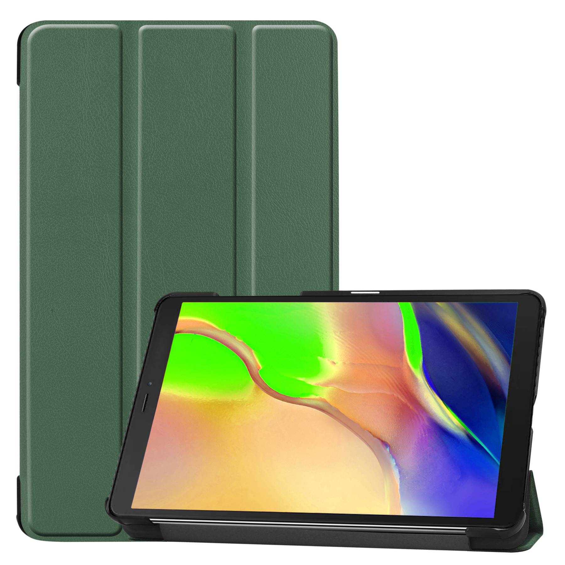 BASEY. Hoesje Geschikt voor Samsung Galaxy Tab A 8.0 (2019) Hoes Case Tablet Hoesje Tri-fold - Hoes Geschikt voor Samsung Tab A 8.0 (2019) Hoesje Hard Cover Bookcase Hoes - Donkergroen