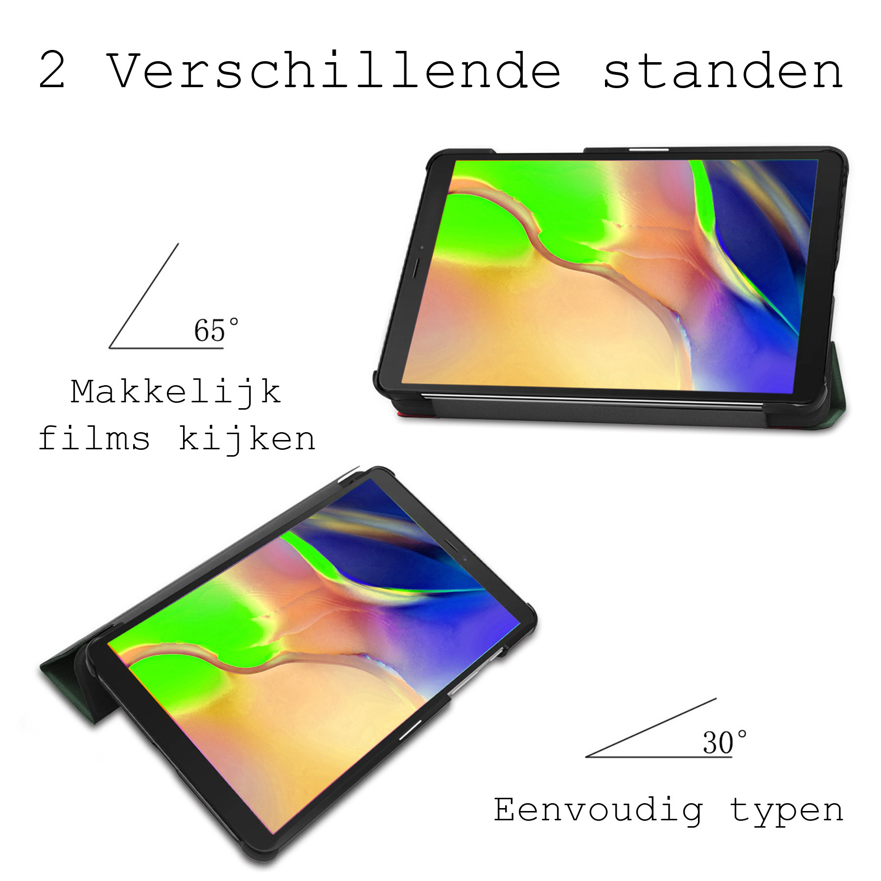 BASEY. Hoesje Geschikt voor Samsung Galaxy Tab A 8.0 (2019) Hoes Case Tablet Hoesje Tri-fold Met Screenprotector - Hoes Geschikt voor Samsung Tab A 8.0 (2019) Hoesje Hard Cover Bookcase Hoes - Donkergroen