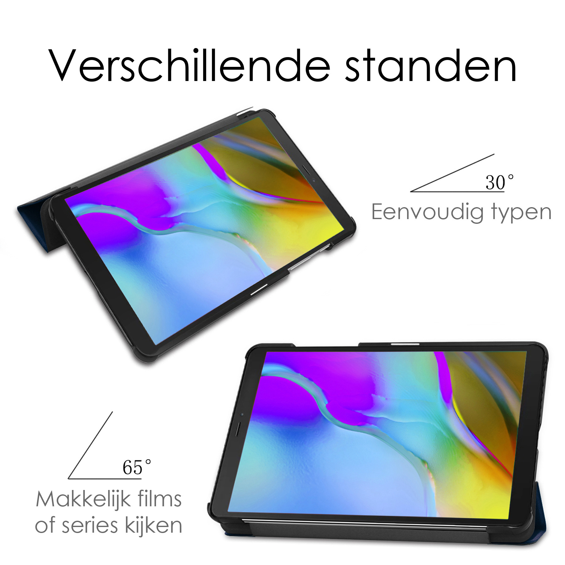 NoXx Hoesje Geschikt voor Samsung Galaxy Tab A 8.0 (2019) Hoesje Case Hard Cover Hoes Book Case Met Screenprotector - Donkerblauw
