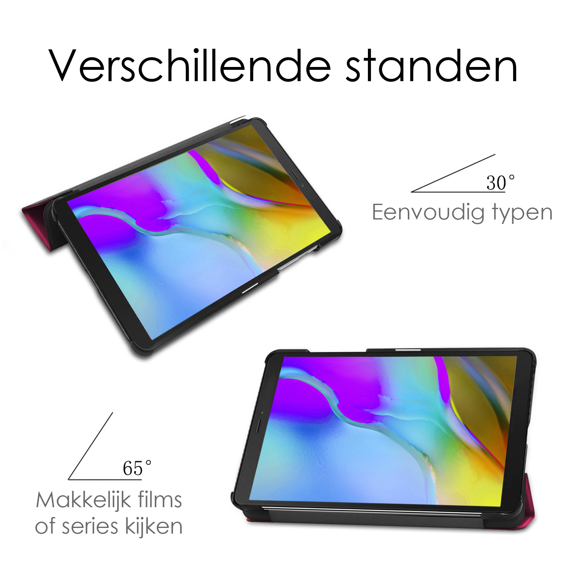 NoXx Hoesje Geschikt voor Samsung Galaxy Tab A 8.0 (2019) Hoesje Case Hard Cover Hoes Book Case Met Screenprotector - Donkerroze
