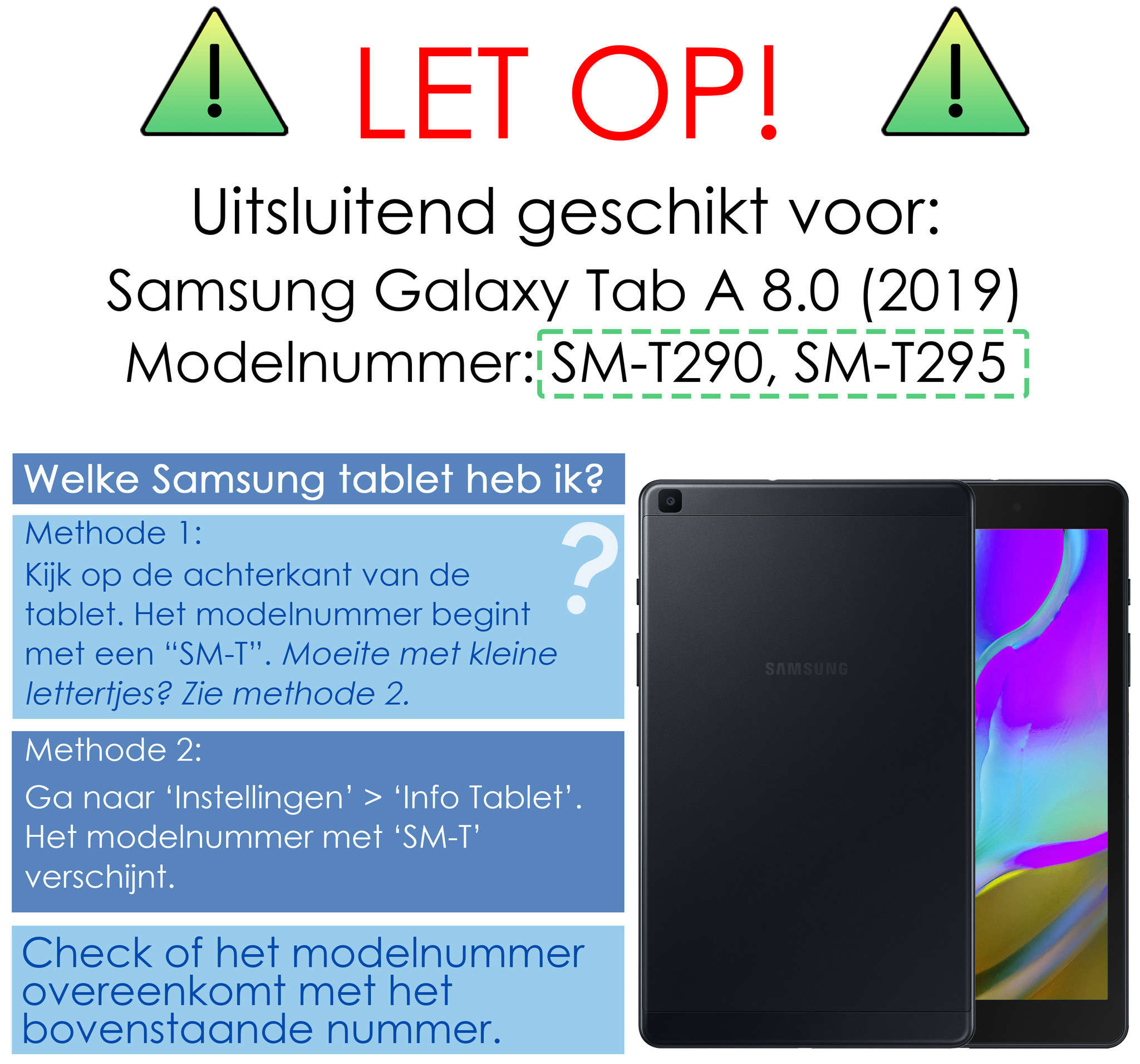 NoXx Samsung Galaxy Tab A 8.0 2019 Hoesje Met Screenprotector Book Case Cover Met Screen Protector - Grijs