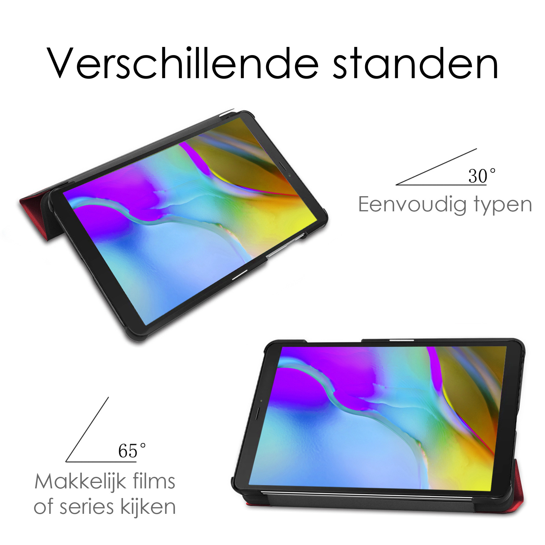 NoXx Hoesje Geschikt voor Samsung Galaxy Tab A 8.0 (2019) Hoesje Case Hard Cover Hoes Book Case Met Screenprotector - Rood