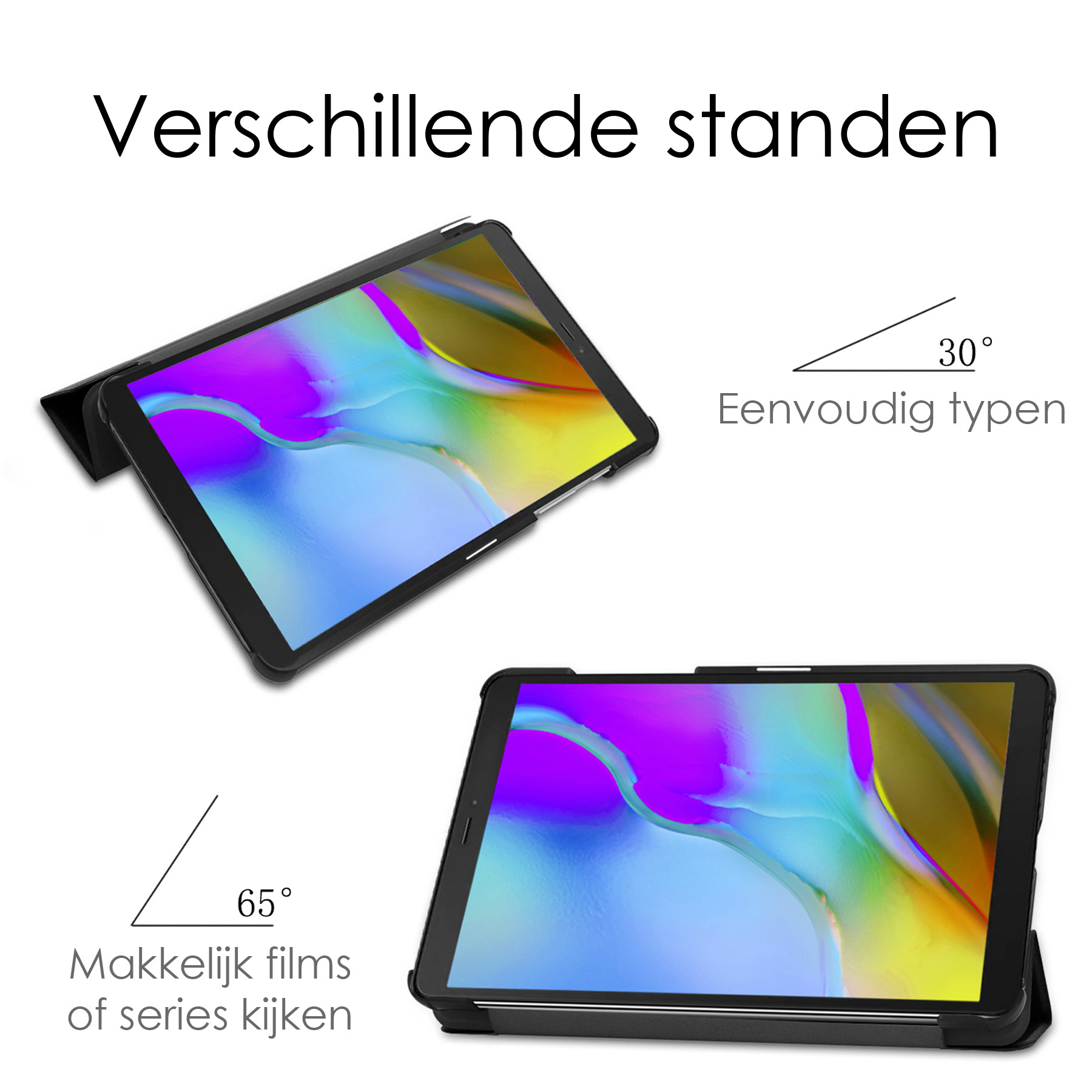 NoXx Hoesje Geschikt voor Samsung Galaxy Tab A 8.0 (2019) Hoesje Case Hard Cover Hoes Book Case Met Screenprotector - Zwart