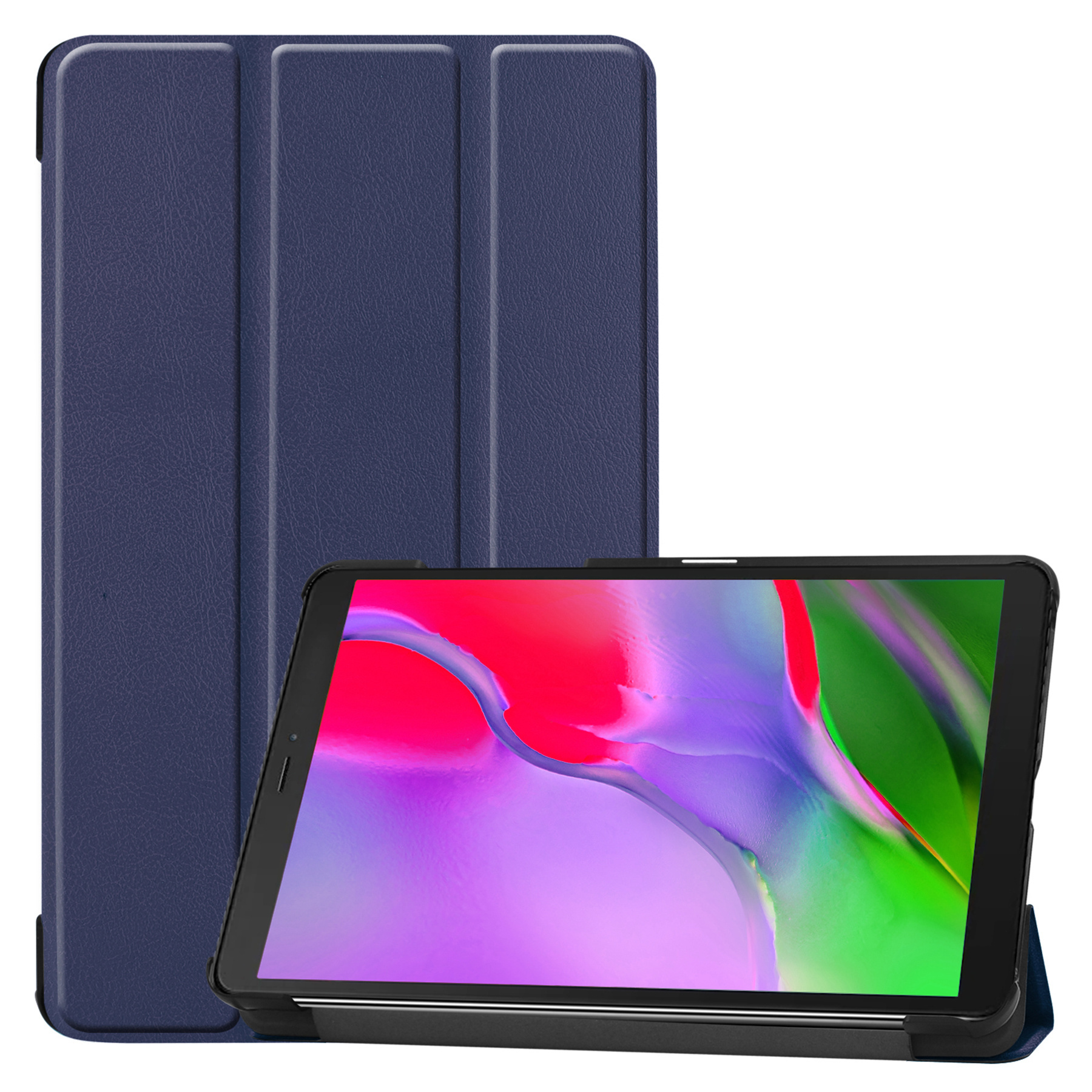 Nomfy Hoes Geschikt voor Samsung Galaxy Tab A 8.0 (2019) Hoes Tri-fold Tablet Hoesje Case Met Screenprotector - Hoesje Geschikt voor Samsung Tab A 8.0 (2019) Hoesje Hardcover Bookcase - Donkerblauw