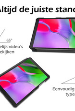 Nomfy Hoes Geschikt voor Samsung Galaxy Tab A 8.0 (2019) Hoes Tri-fold Tablet Hoesje Case Met Screenprotector - Hoesje Geschikt voor Samsung Tab A 8.0 (2019) Hoesje Hardcover Bookcase - Donkerblauw