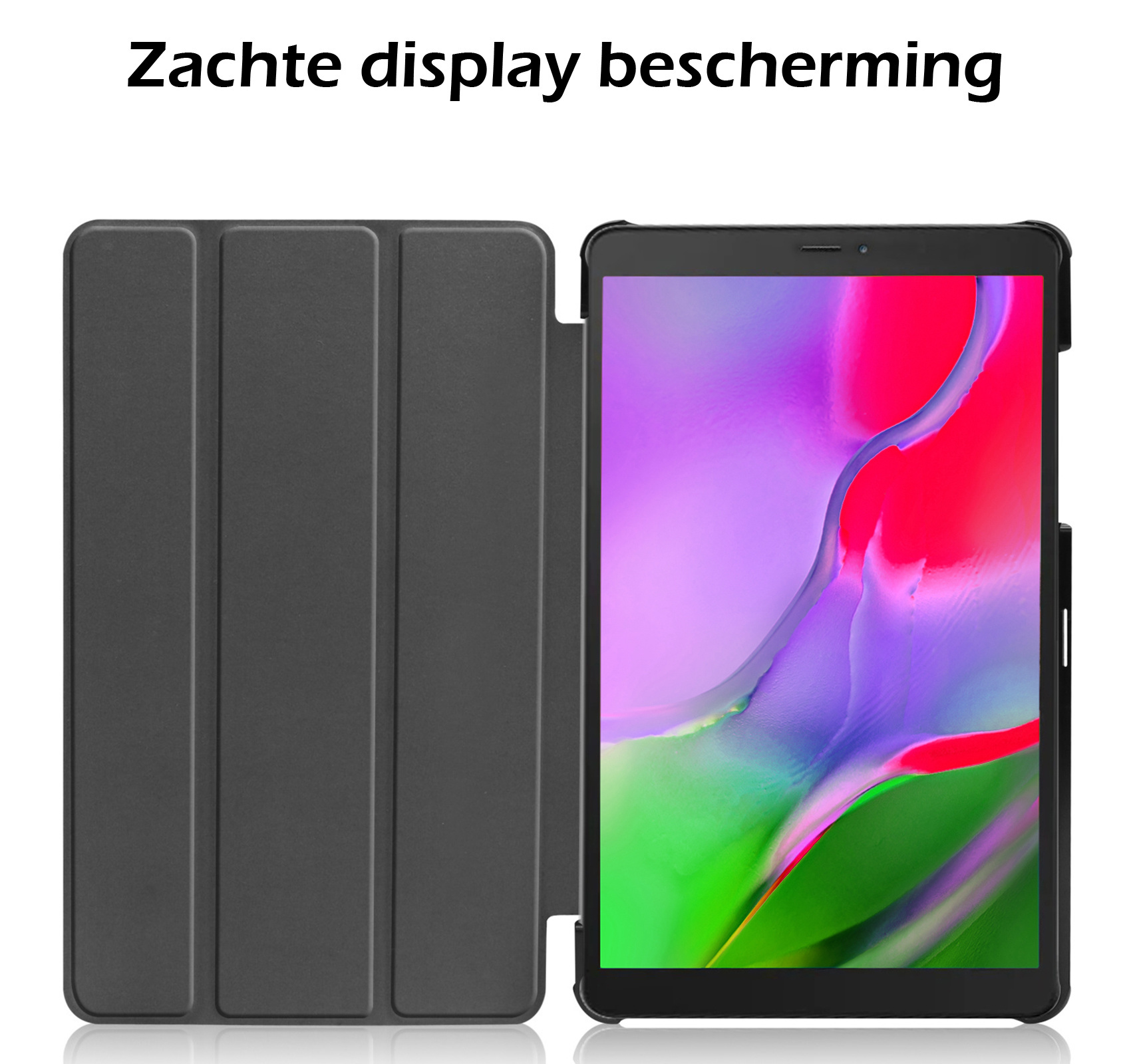 Nomfy Hoes Geschikt voor Samsung Galaxy Tab A 8.0 (2019) Hoes Tri-fold Tablet Hoesje Case Met Screenprotector - Hoesje Geschikt voor Samsung Tab A 8.0 (2019) Hoesje Hardcover Bookcase - Donkerblauw