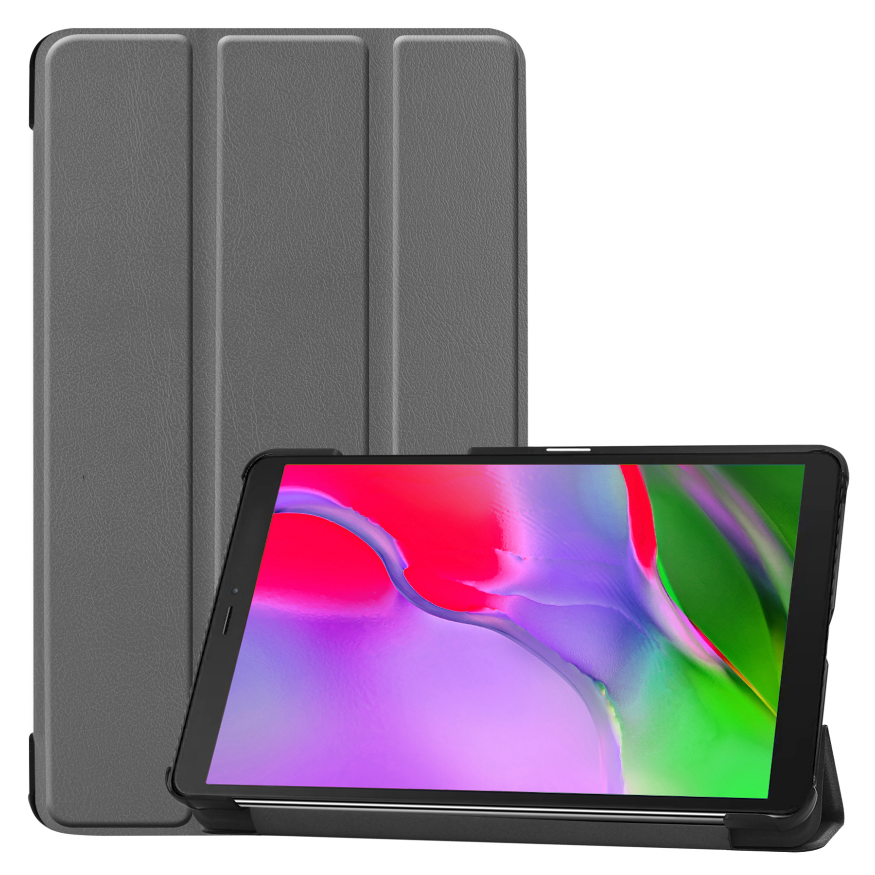 Nomfy Hoes Geschikt voor Samsung Galaxy Tab A 8.0 (2019) Hoes Tri-fold Tablet Hoesje Case Met Screenprotector - Hoesje Geschikt voor Samsung Tab A 8.0 (2019) Hoesje Hardcover Bookcase - Grijs