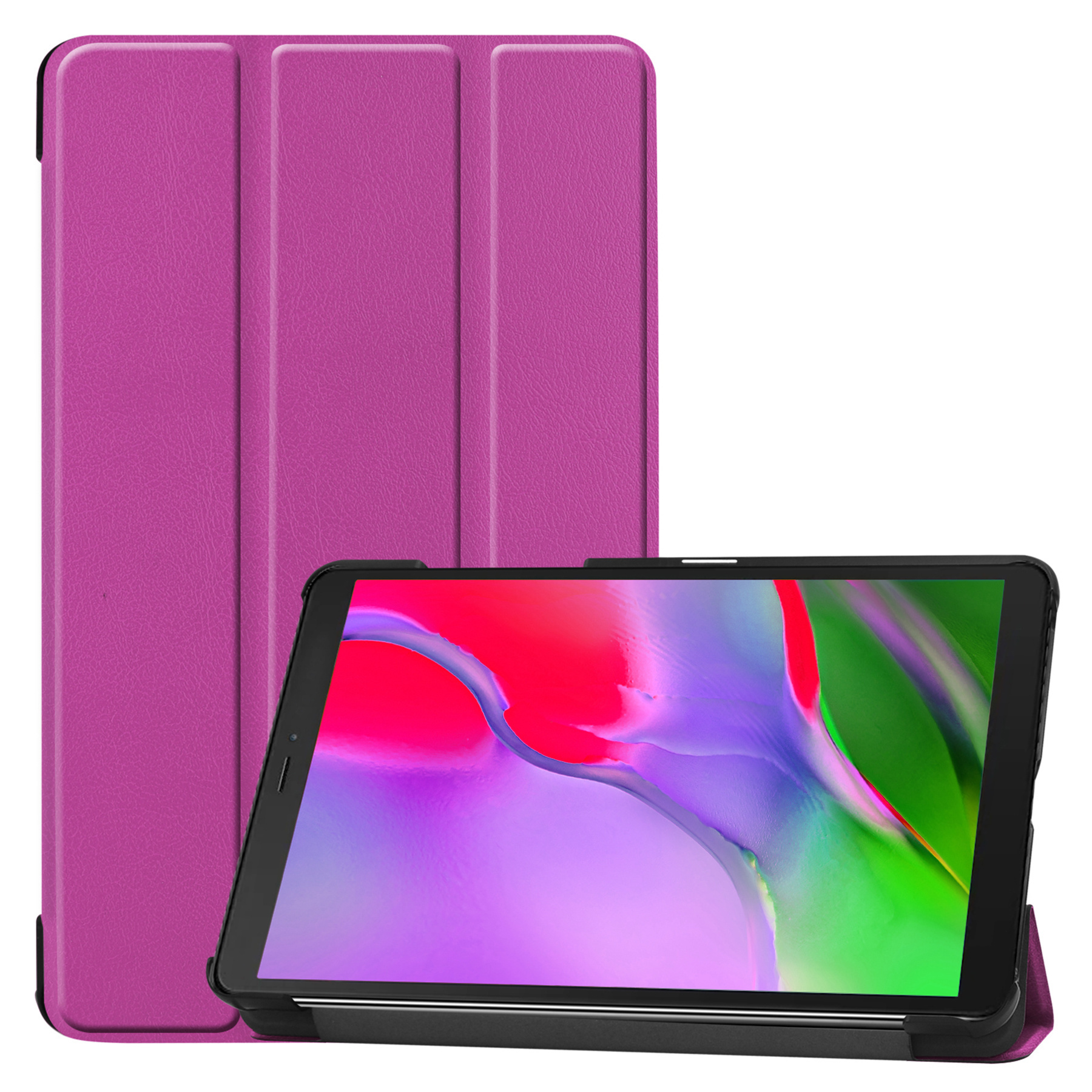 Nomfy Hoes Geschikt voor Samsung Galaxy Tab A 8.0 (2019) Hoes Tri-fold Tablet Hoesje Case Met Screenprotector - Hoesje Geschikt voor Samsung Tab A 8.0 (2019) Hoesje Hardcover Bookcase - Paars