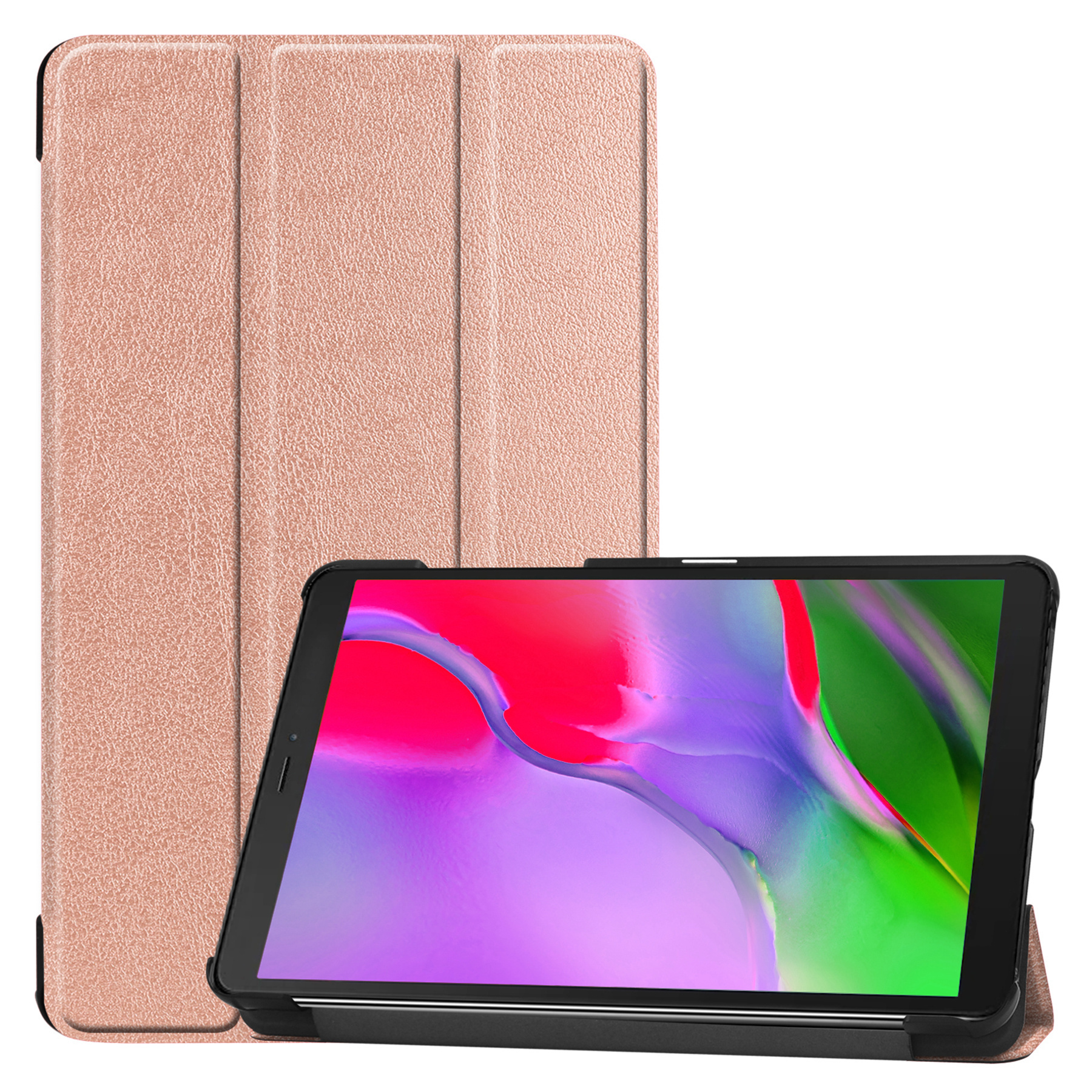 Nomfy Samsung Galaxy Tab A 8.0 (2019) Hoes Book Case Cover Met Screenprotector - Samsung Galaxy Tab A 8.0 (2019) Book Case Met Beschermglas - Rosé Goud