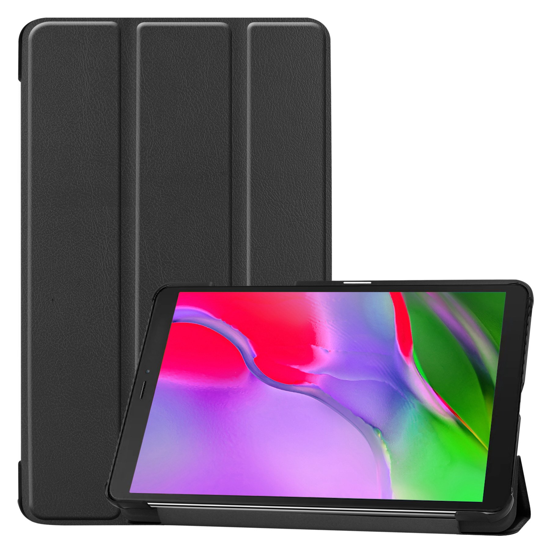 Nomfy Hoes Geschikt voor Samsung Galaxy Tab A 8.0 (2019) Hoes Tri-fold Tablet Hoesje Case Met Screenprotector - Hoesje Geschikt voor Samsung Tab A 8.0 (2019) Hoesje Hardcover Bookcase - Zwart