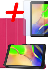 BASEY. Hoesje Geschikt voor Samsung Galaxy Tab A 8.0 (2019) Hoes Case Tablet Hoesje Tri-fold Met Screenprotector - Hoes Geschikt voor Samsung Tab A 8.0 (2019) Hoesje Hard Cover Bookcase Hoes - Donkerroze