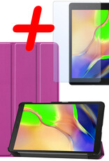 BASEY. Hoesje Geschikt voor Samsung Galaxy Tab A 8.0 (2019) Hoes Case Tablet Hoesje Tri-fold Met Screenprotector - Hoes Geschikt voor Samsung Tab A 8.0 (2019) Hoesje Hard Cover Bookcase Hoes - Paars