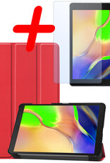 BASEY. Hoesje Geschikt voor Samsung Galaxy Tab A 8.0 (2019) Hoes Case Tablet Hoesje Tri-fold Met Screenprotector - Hoes Geschikt voor Samsung Tab A 8.0 (2019) Hoesje Hard Cover Bookcase Hoes - Rood