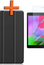 Nomfy Hoes Geschikt voor Samsung Galaxy Tab A 8.0 (2019) Hoes Tri-fold Tablet Hoesje Case Met Screenprotector - Hoesje Geschikt voor Samsung Tab A 8.0 (2019) Hoesje Hardcover Bookcase - Zwart
