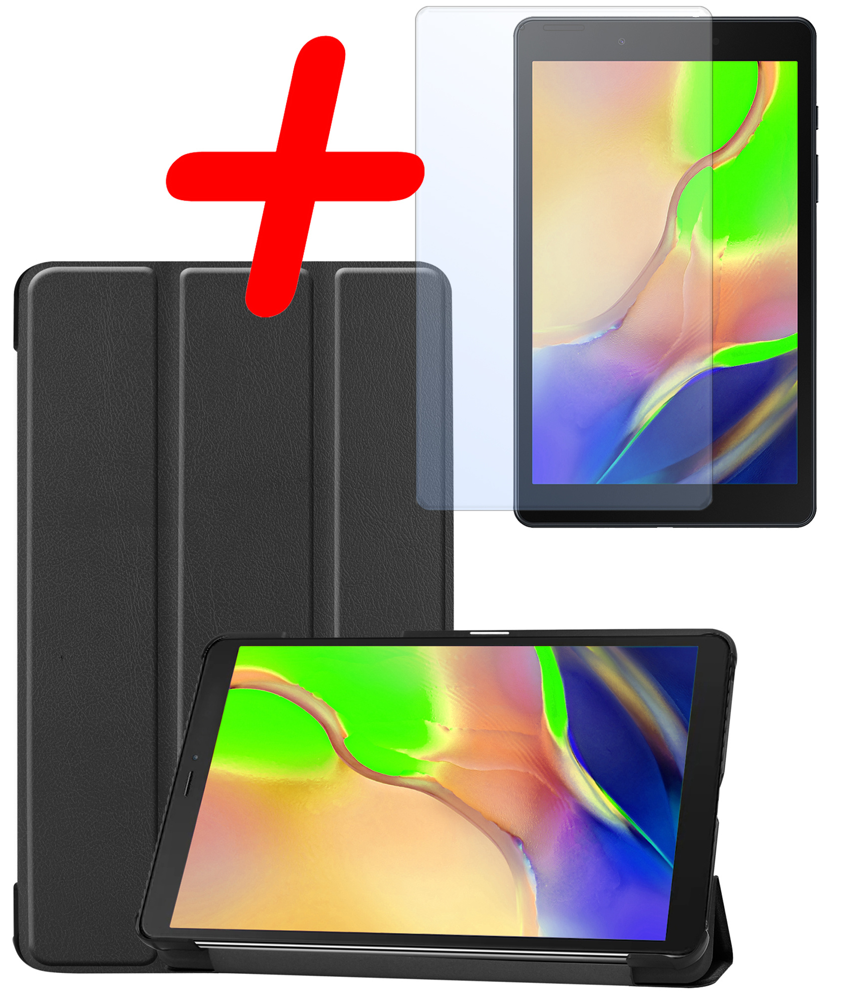 BASEY. Hoesje Geschikt voor Samsung Galaxy Tab A 8.0 (2019) Hoes Case Tablet Hoesje Tri-fold Met Screenprotector - Hoes Geschikt voor Samsung Tab A 8.0 (2019) Hoesje Hard Cover Bookcase Hoes - Zwart